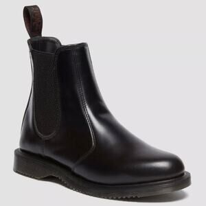 DR MARTENS | Flora Shine Shiny Chelsea Boots Pull-on Elastic Black | Size 10